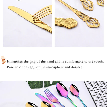 Royal Flatware Cutlery Set Silver Stainless Steel Dinnerware Western KnifeTea Spoon Fork Silverware Tableware Kitchen Set