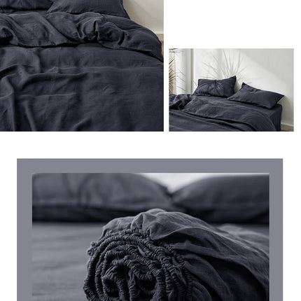 Pure Organic Flax Linen Bedding Set, Including Duvet Cover and 2 Pillow Cover, Bed Linens, Button Or Zipper Quilt Cover King