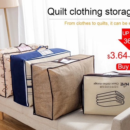 2023 new Non-woven Portable Clothes Storage Bag Organizer 45.5*51*29cm Folding Closet Organizer For Pillow Quilt Blanket Bedding