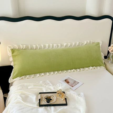 Length Sleeping Pillowcase with Ruffle Winter Couple Double Fleece Flannel Warmth Big Size Pillow Covers Home Bedding 45*180cm