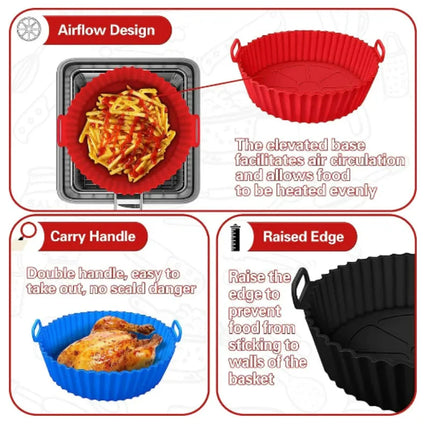 Air fryer Silicone Basket Reusable Container Accessories Oven Tray Pizza Fried Chicken Baking Mold Protector Kitchen Tool 2024