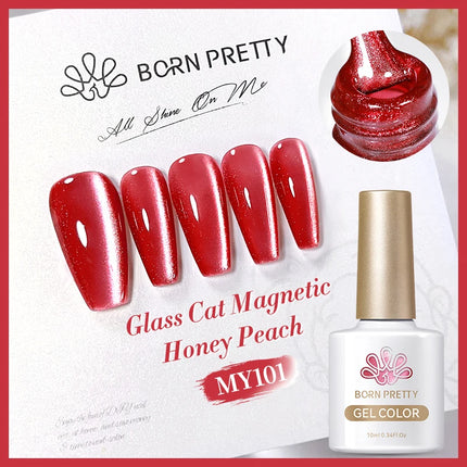 BORN PRETTY 10ml Rainbow Purple Water Light Cat Magnetic Gel Nail Polish Shining Sliver-light Holographics Semi Permanent UV Gel