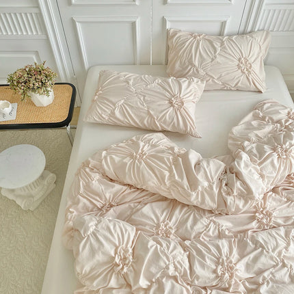 3pcs Bedding Cover, Big Pinch Pleat Duvet Cover, Soft Microfiber Bedding Set with Zipper Closure & Corner Ties
