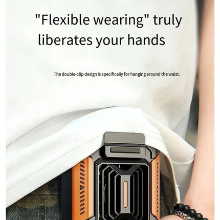 HOMFISH Personal Belt Clip Fan Portable Power Bank Flashlight Wearable Fan Hanging Neck Fan for Outdoor Works Hiking Camping