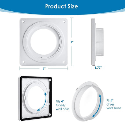 4 Inch Dryer Vent Wall Plate Dryer Vent Quick Connector Kit Fits 4 Inch Tubes Hose Duct Connector Adapter