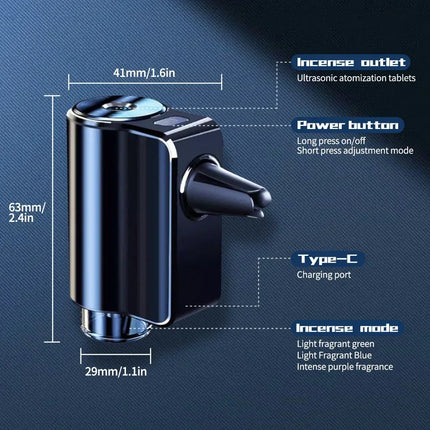 Smart Car Air Freshener Fragrance Diffuser Mist Humidifier with Essential Oil 3 Gear Adjustable Aromatherapy Interior Accessory