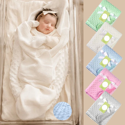 Newborn Baby Blankets Warm Fleece Thermal Soft Stroller Sleep Cover Cartoon Beanie Infant Bedding Swaddle Wrap Kids Bath Towel