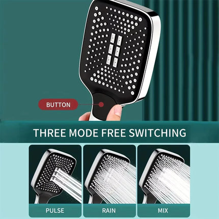 Adjustable Shower Head With 3 Modes Large Flow Shower Head High Pressure Water Saving Shower Faucet Bathroom Accessories