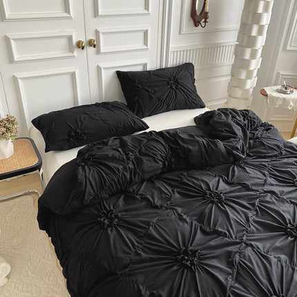 3pcs Bedding Cover, Big Pinch Pleat Duvet Cover, Soft Microfiber Bedding Set with Zipper Closure & Corner Ties