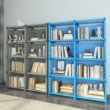 Simple Metal Bookshelf Easy Assembly Movable Storage Rack
