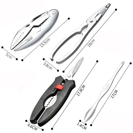 6Pcs Stainless Steel Crab Forks Set Crab Pliers Shellfish Fruit Forks Lobster Clamp Pliers Clip Kitchen Gadgets Seafood Tools