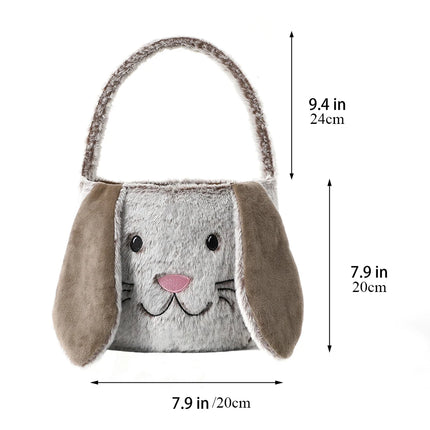 Plush Easter Basket For Kids Soft Fluffy Candy Gift Bag For Boys Girls Cute Easter Bucket Egg Hunt Bunny Bag With Ears Party
