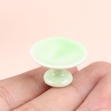 1:12 Dollhouse Miniature Ceramic Fruit Dish Plate Tall Tray Cake Plate Model Kitchen Accessories For Doll House Decor Toys Gift