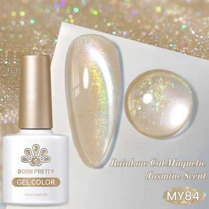 BORN PRETTY 10ml Rainbow Purple Water Light Cat Magnetic Gel Nail Polish Shining Sliver-light Holographics Semi Permanent UV Gel