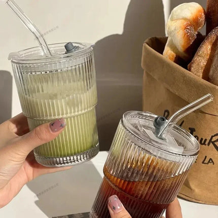 450ml Stripe Glass Cup