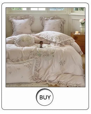 Romantic French Vintage Carved Velvet Lace Ruffles Flowers Embroidery Bedding Set Velvet Fleece Duvet Cover Bed Sheet Pillowcase