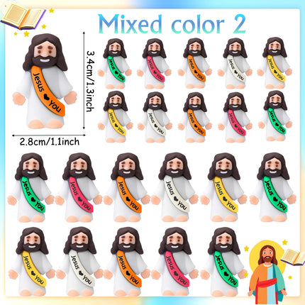 50-200Pcs Mini Jesus Figures Jesus Loves You Christ Toys Multicolor Tiny Jesus Figures Religious Party Favors Easter Egg Stuffer