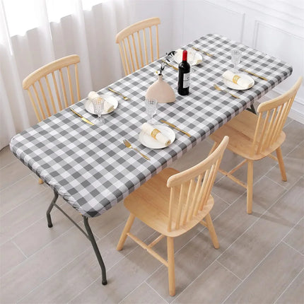 Homaxy Round Table Cloth Fitted Vinyl Tablecloth Elastic Waterproof Dining Table Covers Home Decoration For Picnic Camping Out