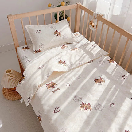 3Pcs Set Newborn Baby Bedding Sets Cotton Cartoon Printing Infant Toddlers Bed Sheet Pillowcase Duvet Cover Case Blanket Kids