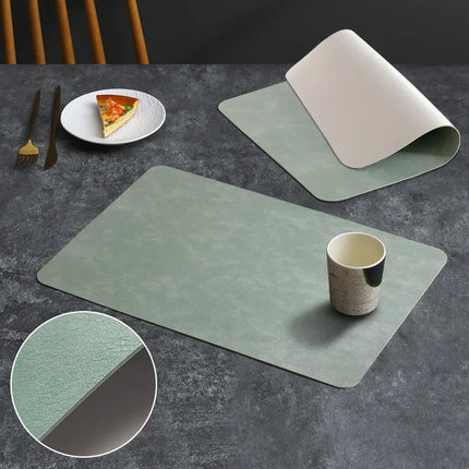 Square Double-Layer Cowhide PU Leather Placemat
