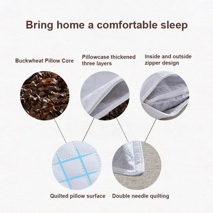 Holaroom Bedding Pillow Neck Protection Pillows Plaid Shaped Buckwheat Husk Filling Cushion for Home Sofa Office Nap Sleeping