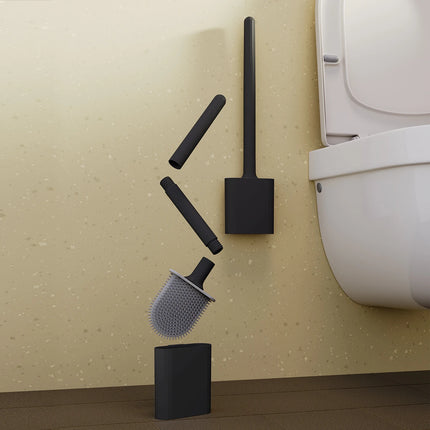 Black Silicone Toilet Brush with Long Handle