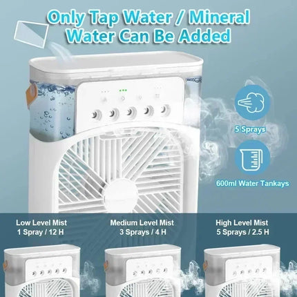 2025 Portable 3 in 1 Fan AIr Conditioner Household Small Air Cooler LED Night Lights Humidifier Air Adjustment Home Fans