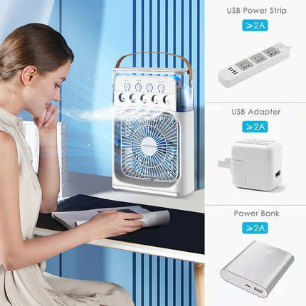 Portable 3 In 1 Fan AIr Conditioner Household Small Air Cooler LED Night Lights Humidifier Air Adjustment Home Fans Dropshipping