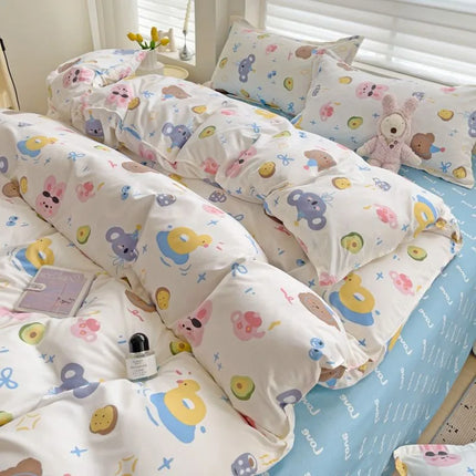 Summer Bedding Set 2024 Ins Twin Queen Duvet Cover Flat Sheet Pillowcase No Filler Girl Boys Hotel Home Bed Linens