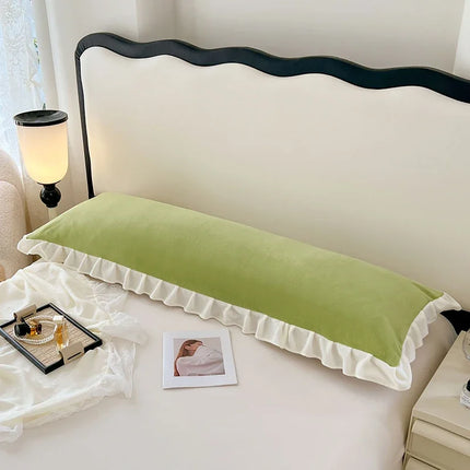 Length Sleeping Pillowcase with Ruffle Winter Couple Double Fleece Flannel Warmth Big Size Pillow Covers Home Bedding 45*180cm