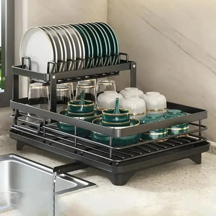 Adjustable Stainless Steel 2-Tier Dish Drying Rack