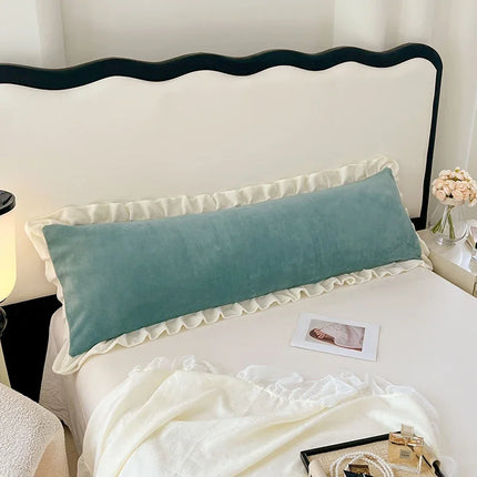 Length Sleeping Pillowcase with Ruffle Winter Couple Double Fleece Flannel Warmth Big Size Pillow Covers Home Bedding 45*180cm