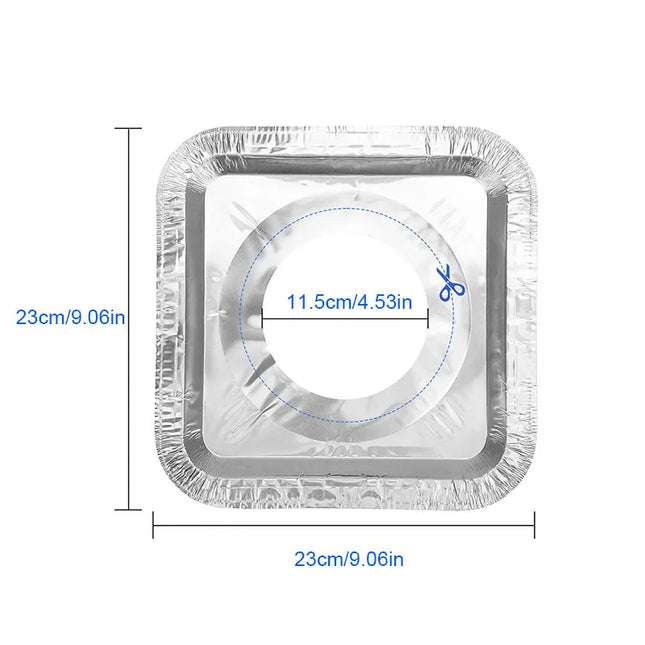 Disposable Gas Stove Burner Covers Aluminum Foil 9" Square Oil-proof Pads Heat-Resistant Protectors Thick Top Liner