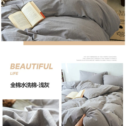 2025 New All-cotton Quilt Cover Class A Yarn-dyed Washed Cotton Single Bed Cover Solid Light Blue Breathable Bedding 220x240