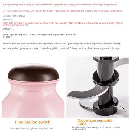 600ml Electric Kitchen Chopper Garlic Masher Meat Grinder Food Garlic Vegetable Chopper Crusher Food Processor Slicer Blender