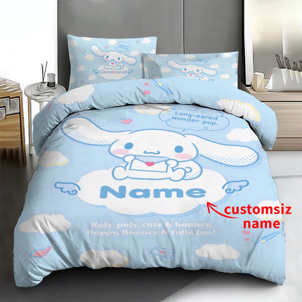 Cinnamoroll Duvet Cover Customizable Bedding Set Personalize with Your Name Machine Washable Ideal for Rooms & Guest Bedrooms