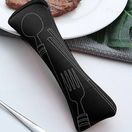 1PC Tableware Bag Fabic Portable Dinner Set Travel Picnic Fork Packaging Outdoor Camping Kitchen Home Storage Bags(only Bag)