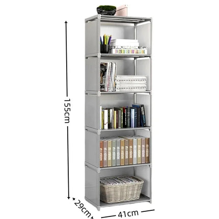 Simple Metal Bookshelf Easy Assembly Movable Storage Rack