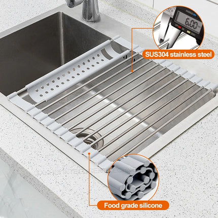 Roll Up Dish Drying Rack over sink,304 Stainless Steel Dish Drainer Shelf Organizer Tableware Plate Storage,Kitchen accessories