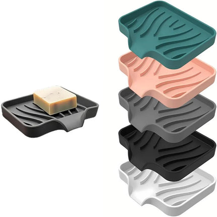 1-Pack Silicone Drain Soap Box Kitchen Bathroom Anti-slip Sink Tray Creative Washing Table Soap Tray Free Punch Drain Rack