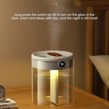 Dual Nozzle Humidifier Multifunctional Household Atomizer 2L Night Light Intelligent Digital Display Bedroom Office Fresh Air