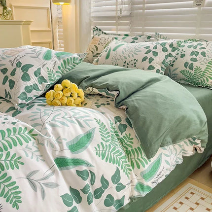 Cartoon Style Bed Sheet Set For Kids Cute Bunny Printed Bedding Set Breathable Durable постельное белье 이불세트 Queen/King Bedding