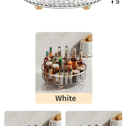 Rotating Tray Spice Rack Pantry Cabinet Turntable With Base Storage Bin Kitchen Organizer For Seasoning Cosmetic Storage Box