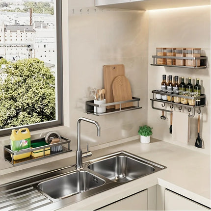 Aluminum Wall-Mounted Kitchen Spice Rack