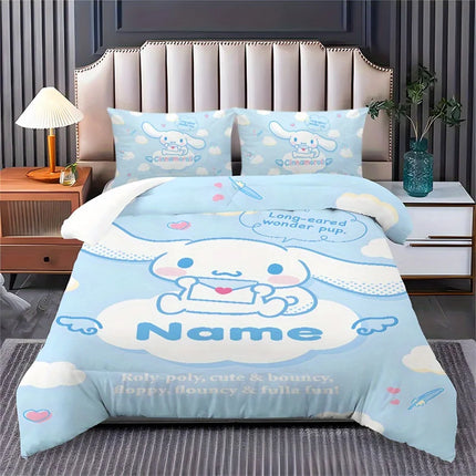Cinnamoroll Duvet Cover Customizable Bedding Set Personalize with Your Name Machine Washable Ideal for Rooms & Guest Bedrooms