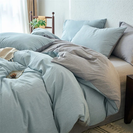 2025 New All-cotton Quilt Cover Class A Yarn-dyed Washed Cotton Single Bed Cover Solid Light Blue Breathable Bedding 220x240