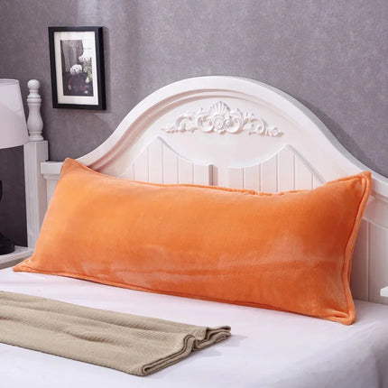 Solid Color Flannel Long Pillow Case Soft Comfortable Adults Double Lover Sleeping Pillow Cover Bedding Body Pillowcase