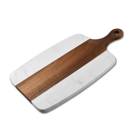 Acacia Wood Small Marble and Wooden Decorative Cutting Board for Kitchen Small Wooden Marble Cheese Board with Handle