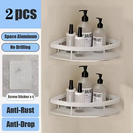 No Drill Wall-Mounted Bathroom Shelf Corner Rack