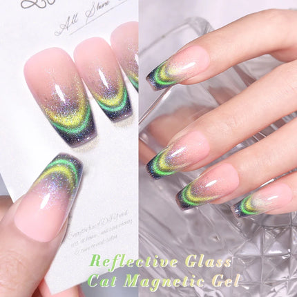 BORN PRETTY 10ml Rainbow Purple Water Light Cat Magnetic Gel Nail Polish Shining Sliver-light Holographics Semi Permanent UV Gel